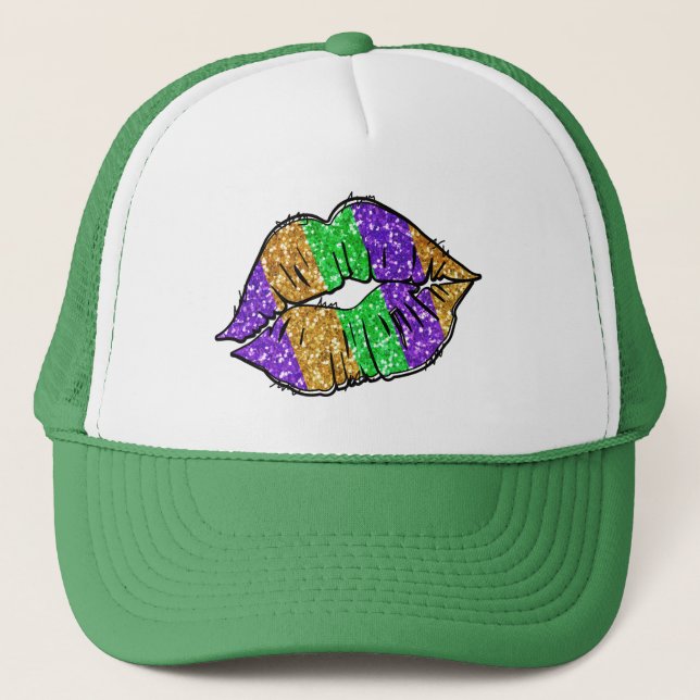 Mardi Gras Kiss Trucker Hat (Front)