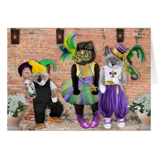Mardi Gras Kittens Greeting Card