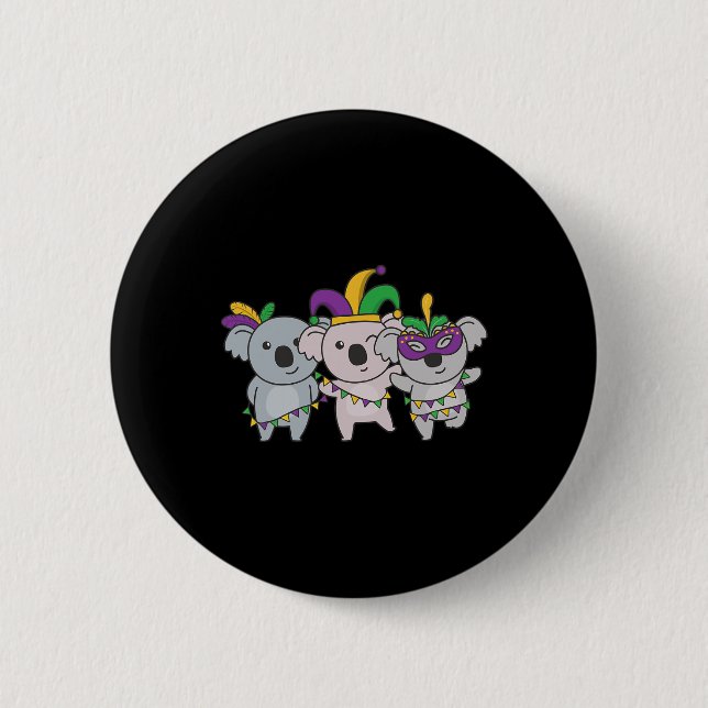 Mardi Gras Koala Carnival Costume  2 Inch Round Button (Front)