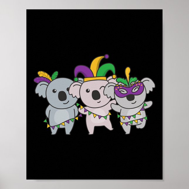 Mardi Gras Koala Carnival Costume  Poster (Front)