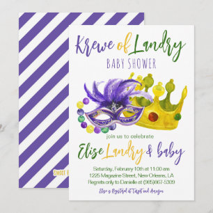 Mardi Gras Krewe Baby shower Invitation