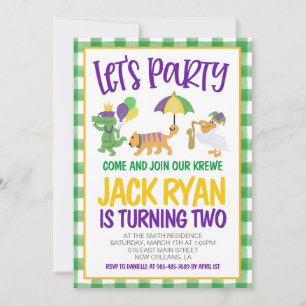 Mardi Gras Krewe Invitation d'anniversaire