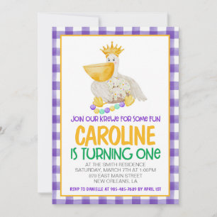 Mardi Gras Krewe Invitation pour le premier annive