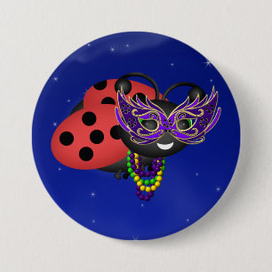 Mardi Gras Ladybug 3 Inch Round Button