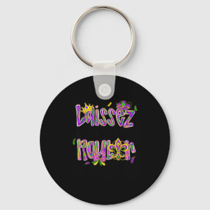 Mardi Gras Laissez Les Bon Temps Rouler Beads Fleu Keychain