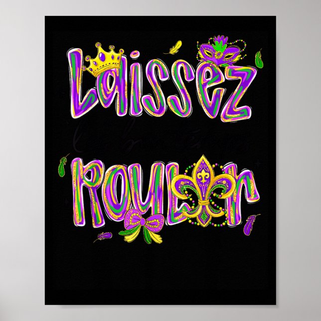 Mardi Gras Laissez Les Bon Temps Rouler Beads Fleu Poster (Front)