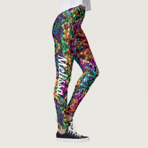 Mardi Gras Leggings Beads Name
