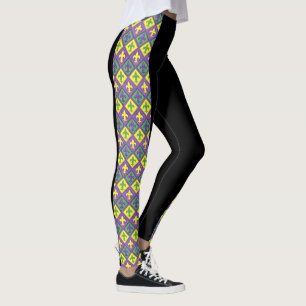 Mardi Gras Leggings Black violet vert or