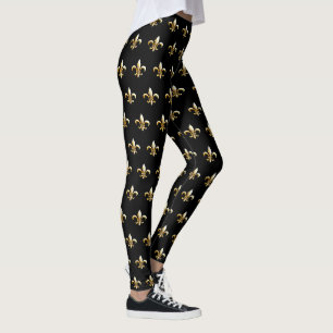 Mardi Gras Leggings fleur de lis or noir