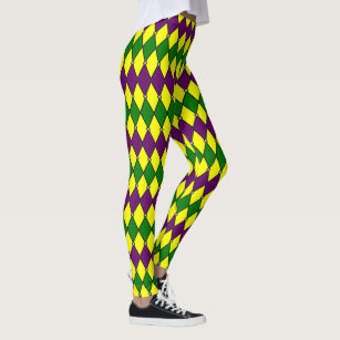 Mardi Gras Leggings, Mardi Gras Argyle Jester Leggings