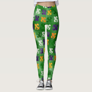 Mardi Gras Leggings, Mardi Gras Fleur de Lis Leggings