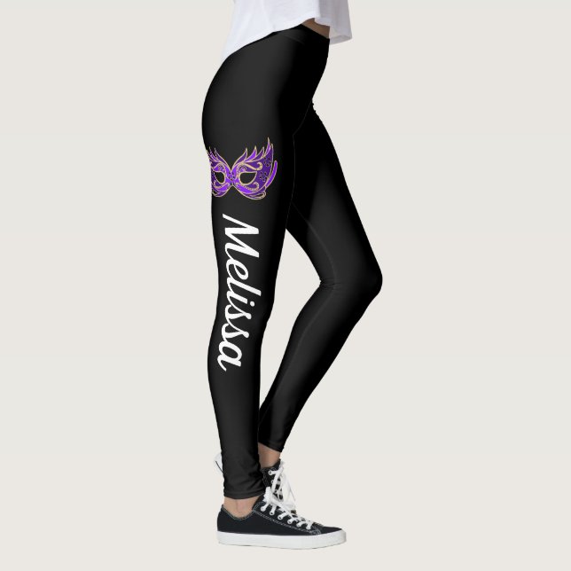 Mardi Gras Leggings Nom du masque violet (Droite)