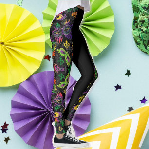 Mardi Gras Leggings perles de masques noirs