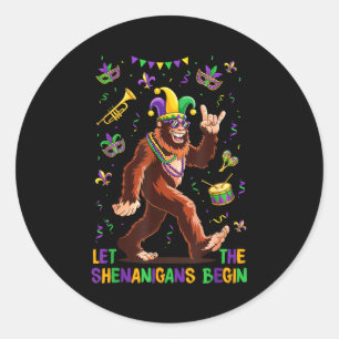 Mardi Gras Let Shenanigans Begin Classic Round Sticker