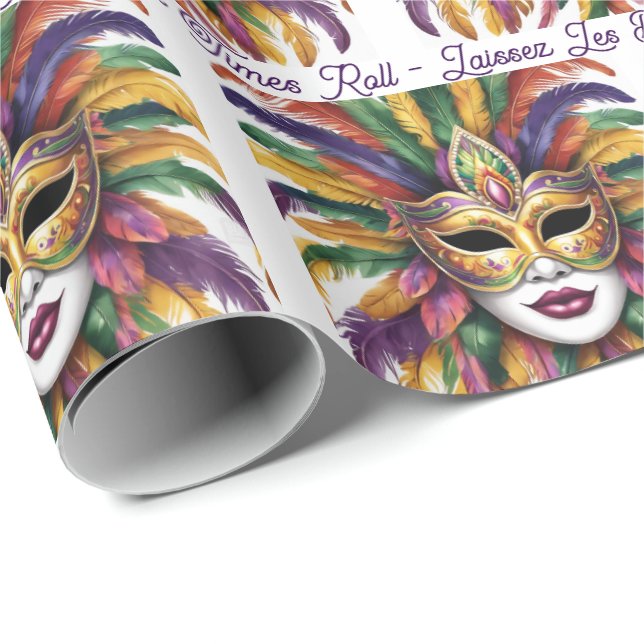 Mardi Gras Let The Good Times Roll Custom Roll Wrapping Paper (Roll Corner)