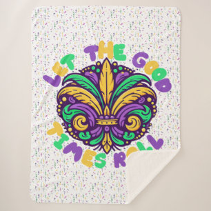 Mardi Gras Let the good times roll Sherpa Blanket