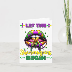 Mardi Gras Let The Shenanigans Begin Lips Kids Men Card