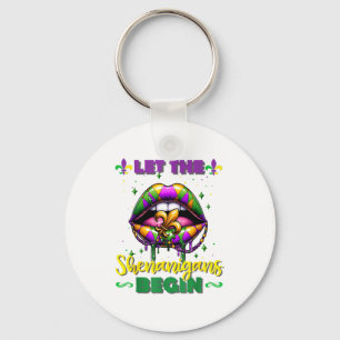 Mardi Gras Let The Shenanigans Begin Lips Kids Men Keychain