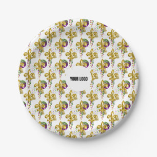Mardi Gras Lily Festival Custom Plate White Gold