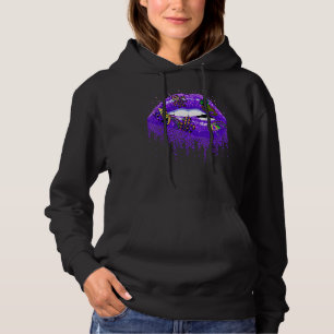 Mardi Gras Lips Carnival Costume Purple & Gold Fle Hoodie