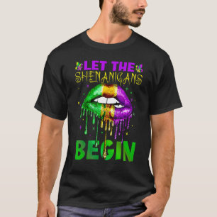 Mardi Gras Lips Outfit Costume Women Let Shenaniga T-Shirt