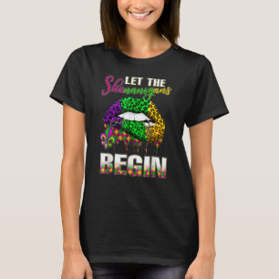 Mardi Gras Lips Outfit Costume Women Let Shenaniga T-Shirt