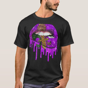 Mardi Gras Lips Queen Carnival Costume Purple & Go T-Shirt