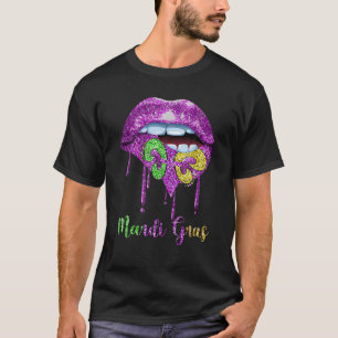 Mardi Gras Lips Queen Carnival Costume Purple T-Shirt