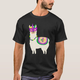 Mardi Gras Llama Funny Carnival Fat Tuesday Party T-Shirt