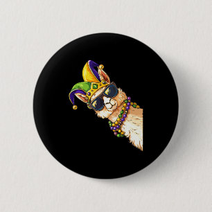 Mardi Gras Llama Sungles Funny Mardi Gras Costumes 2 Inch Round Button