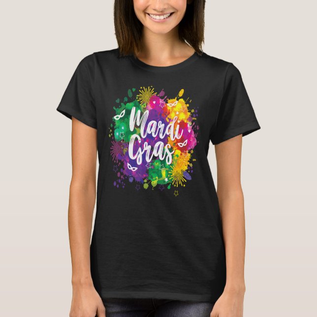 Mardi Gras Long Sleeve  Artistic Fat Tuesday Men W T-Shirt (Front)
