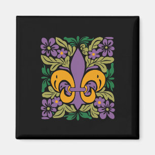 Mardi Gras Louisiana Carnival Party Boho Fleur De Magnet