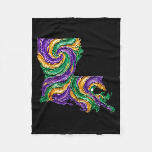 Mardi Gras Louisiana State T-shirt.png Fleece Blanket