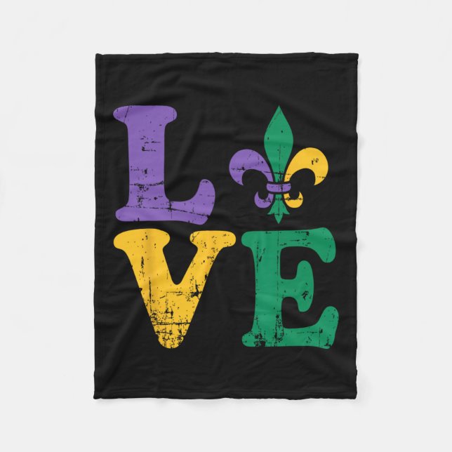 Mardi Gras Love Fleur De Lis  Fleece Blanket (Front)