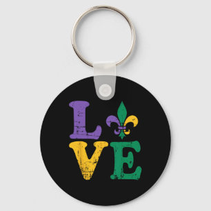 Mardi Gras Love Fleur De Lis  Keychain