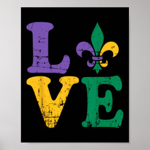 Mardi Gras Love Fleur De Lis Poster