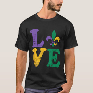 Mardi Gras Love Fleur De Lis  T-Shirt