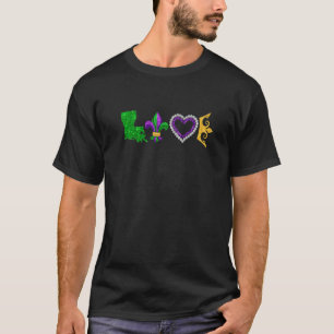 Mardi Gras Love Funny Mardi Gras Fleur De Lys Bead T-Shirt