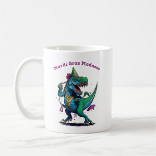 Mardi Gras Madness T Rex Dinosaur Bead Mardi Grawr Coffee Mug