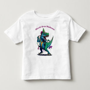 Mardi Gras Madness T Rex Dinosaur Bead Mardi Grawr Toddler T-shirt