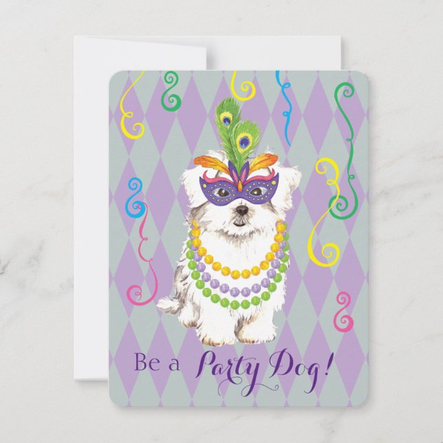 Mardi Gras Maltese Invitation (Front)