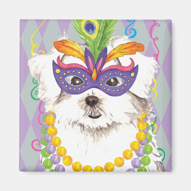 Mardi Gras Maltese Magnet (Front)