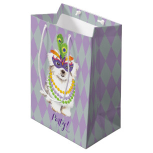 Mardi Gras Maltese Medium Gift Bag