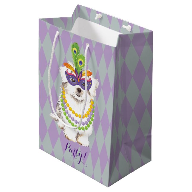Mardi Gras Maltese Medium Gift Bag (Front Angled)