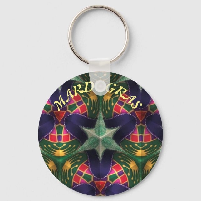 Mardi Gras, Mandala Pattern Colourful Keychain (Front)