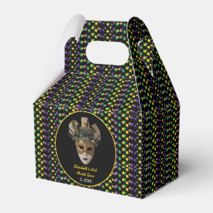 Mardi Gras Mask 21st Birthday Party Favor Box