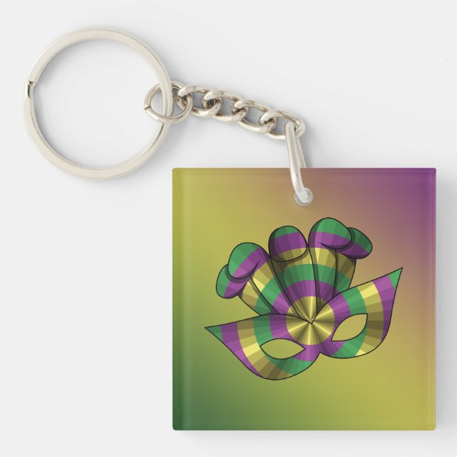 Mardi Gras Mask Acrylic Keychain (Front)