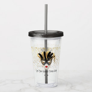 Mardi Gras Mask Acrylic Tumbler & Straw