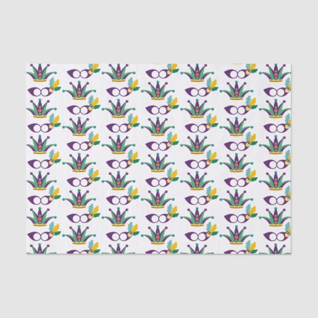 Mardi Gras Mask and Crown Festival Pattern Tissue Paper (Front)