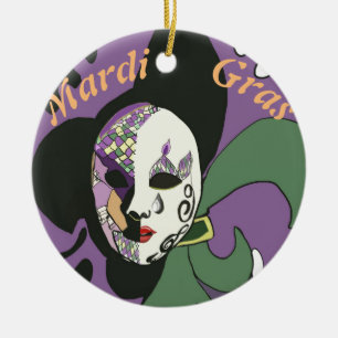 Mardi Gras mask Cake  Ceramic Ornament